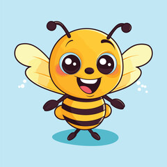 Obraz premium vector cute bee cartoon vector icon illustration