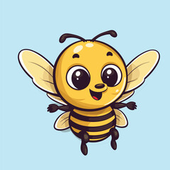 vector cute bee cartoon vector icon illustration