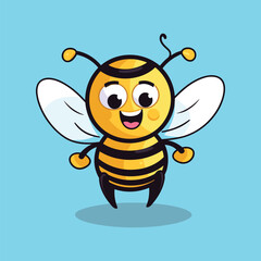 vector cute bee cartoon vector icon illustration