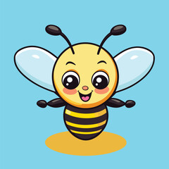 vector cute bee cartoon vector icon illustration