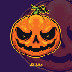 Fototapeta premium Scary Pumpkin Head Halloween Vector