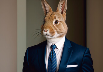 Elegant rabbit businessman in a business suit