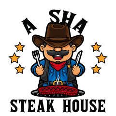 Steak House Restaurant Logo Mascot Template