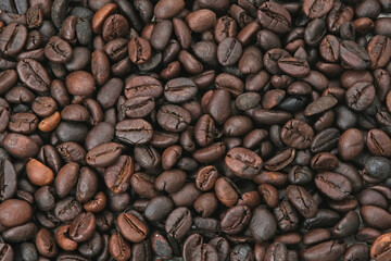 Roasted Coffee Beans, textured background

