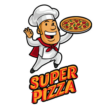 Super Pizza Logo Mascot Template