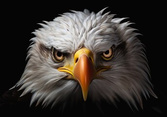 closeup bald eagle promotional angry transparent background animal face fathom hell angelic intense stare pictured shoulders pissed off - obrazy, fototapety, plakaty