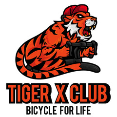 Fototapeta premium Tiger Bicycle Club Logo Mascot Template