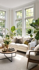 Urban Oasis: A Serene Living Room Retreat Amidst the City. Generative AI 4