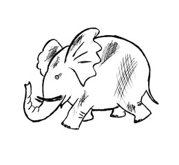 Contour image of a cartoon elephant