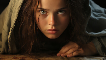 A beautiful woman, portrait of elegance, looking at camera generated by AI