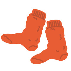 赤いもこもこ靴下のベクターイラスト 