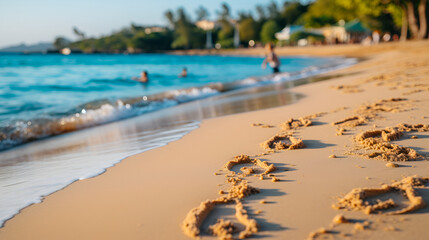 foot prints on sandy beach, joyful memories