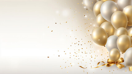 Obraz na płótnie Canvas Gold Balloons on an Elegant Birthday Greeting Card