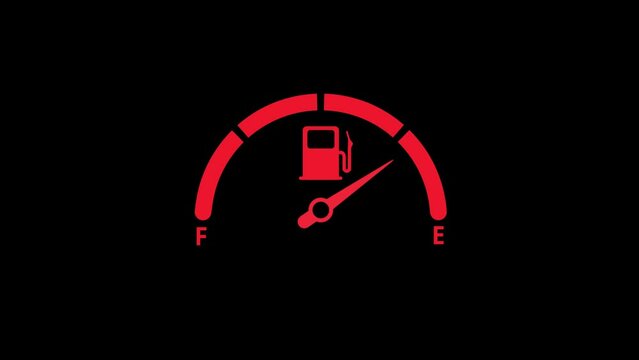 Fuel Meter Dashboard, fuel level indicator with arrow flashing low fuel icon animation. k1_1406