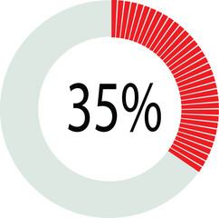 35% Loading. Circle percentage diagrams 35% ready to use for web design, user interface (UI) or infographic, for business , indicator isolated on transparent background.