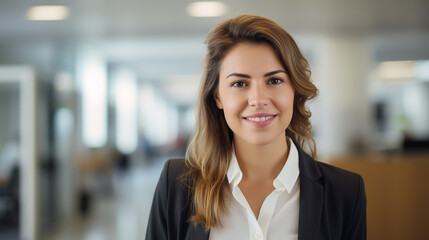 Obraz premium Business woman at office smile looking to the camera