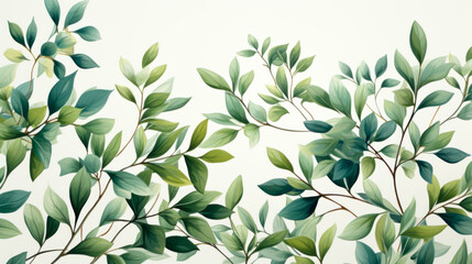 Artistic Botany: Pencil-Drawn Green Plant Patterns for Background