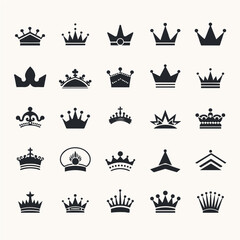 Set of crown flat simple logo templates