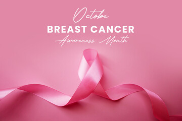 Breast cancer pink october ribbon awareness. Pink Ribbon. October is Cancer Awareness Month. - obrazy, fototapety, plakaty