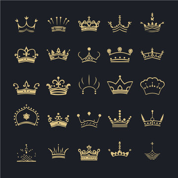 Set of crown flat simple logo templates