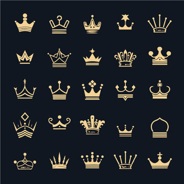 Set of crown flat simple logo templates