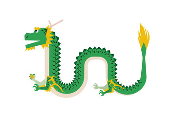 横向きの宝珠を持った龍の年賀状イラスト