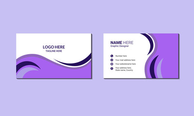 Stylish purple wave business card vector design. Business card for business and personal use.
