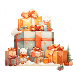 Watercolor present christmas gifts