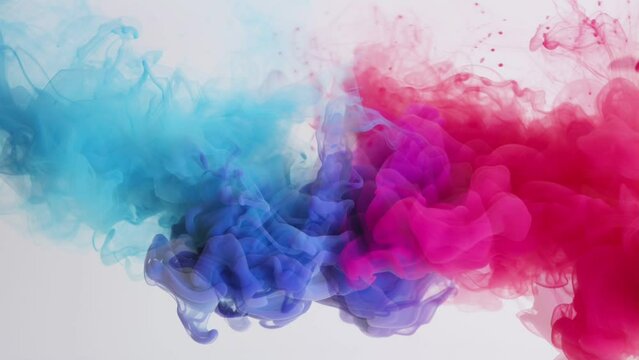 abstract splash watercolor hand drawn on white background. Fantasy sky with colorful smokes. Seamless and infinity looping video animation background. 