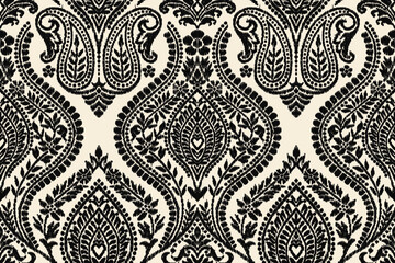 Floral vintage seamless pattern for retro wallpapers. Enchanted Vintage Flowers. Arts and Crafts movement inspired. Design for wrapping paper, wallpaper, fabrics and fashion clothes. Ikat pattern. - obrazy, fototapety, plakaty