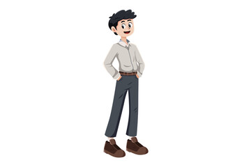 Cute Student Character Design Illustration