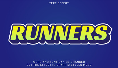 Runners text effect template in 3d design