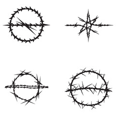 Barbed wire isolated on a white background. A twisted ring is made of its mesh silhouette vector illustration