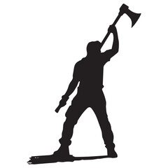 Silhouette of a person with an Axe vector illustration