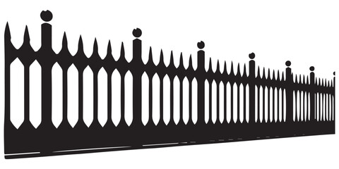 Wrought iron fence silhouette vector illustration