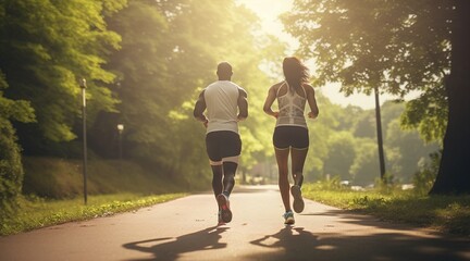 Un hombre y una mujer corriendo. Ropa deportiva