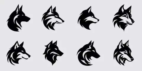 Poster Wolf Head Mascot Vector Logo Design Silhouette Collection © dewaai