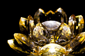 close-up of a crystal lotus lamp