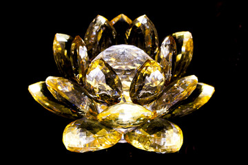 close-up of a crystal lotus lamp