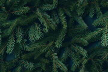 Fototapeta na wymiar Creative layout made of Christmas tree branches. Flat lay. Nature New Year concept. generative ai.