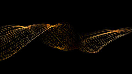 Abstract Vector Background. Golden Wavy Shapes on Black Background.  - 652607737