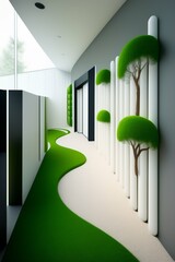corridor with green grass
