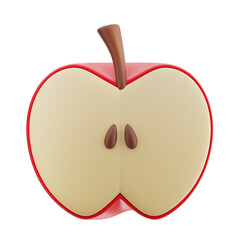 half sliced apple fruit 3d illustration