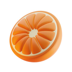 half sliced orange fruit 3d illustration