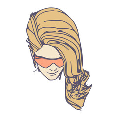 Silhouette of a female head. Beauty and fashion. Elegant silhouette of a woman wearing sunglasses