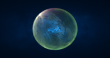 Abstract green energy sphere round glowing magical digital futuristic space background