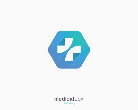 Creative hexagon with negative cross health logo