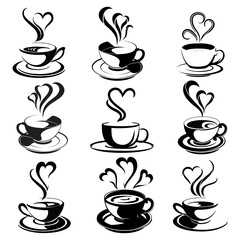 set of coffee or tea cups illustration vector