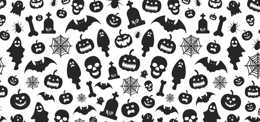 31 October happy Halloween pattern background design with pumpkins. use to background, banner, placard, party invitation card, book cover and poster design template.