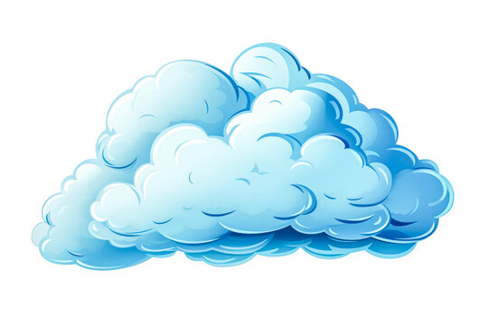 Illustration of a blue fluffy cloud on a white background